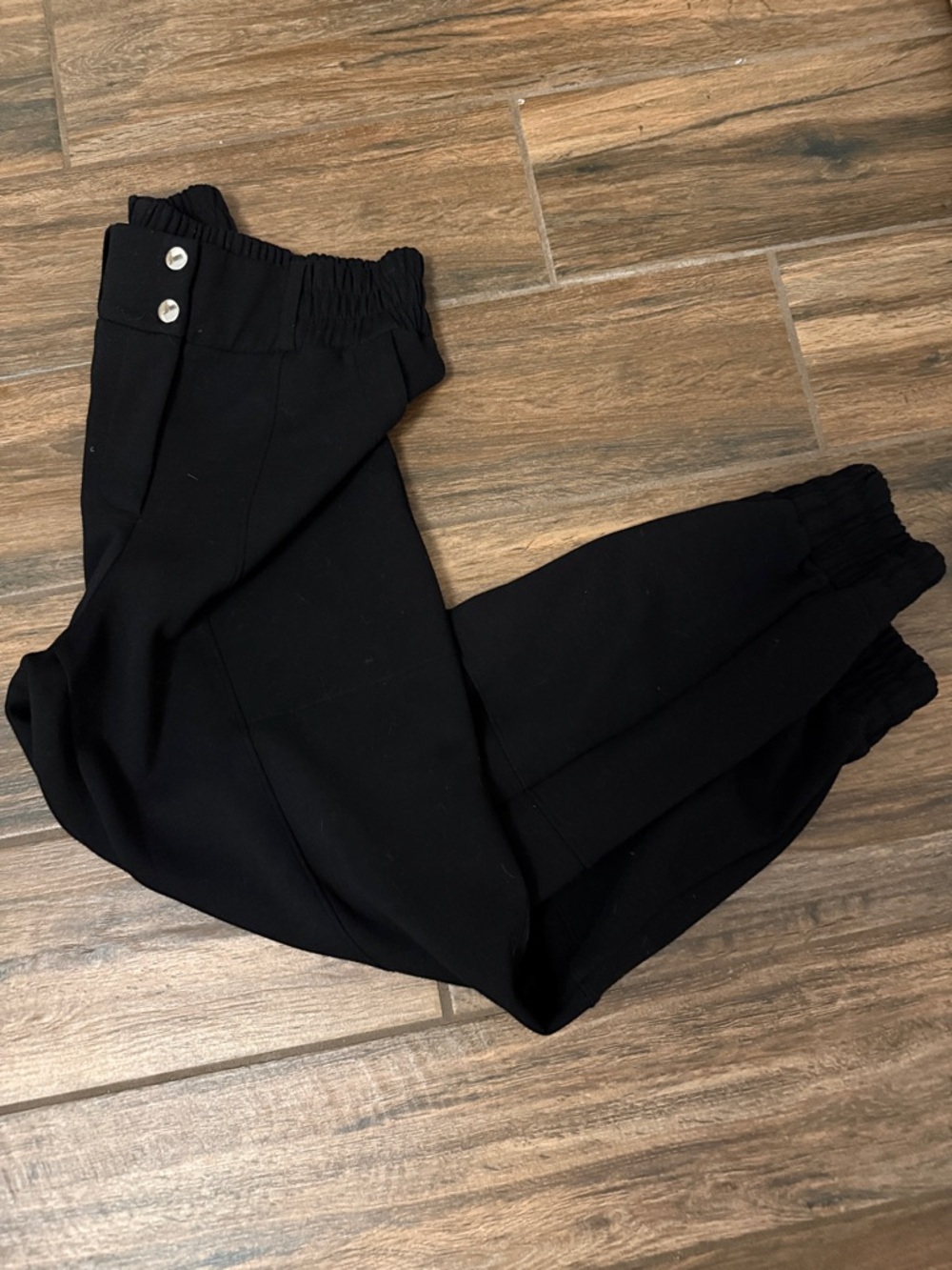 Reiss Black Elastic-Waist Jogger Trousers with Button Detail